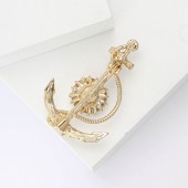 XZ81135882421521 2025 European and American exquisite creative alloy rhinestone boat anchor style brooch, high-end and atmospheric men's suit coat chest flower accessory brooch