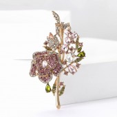 XZ82213251835642 2025 New High end Heavy Industry Alloy Water Diamond Rose Bundle Brooch, Versatile Women's Clothing Chest Flower Elegant Jewelry Pin