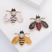 XZ58108928986445 Cute European and American Mini Bee Brooch with Water Diamond and Enamel Dripping Oil Craft Versatile Jewelry Alloy Insect Pin