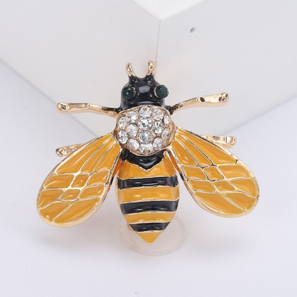 XZ58108928986445 Cute European and American Mini Bee Brooch with Water Diamond and Enamel Dripping Oil Craft Versatile Jewelry Alloy Insect Pin