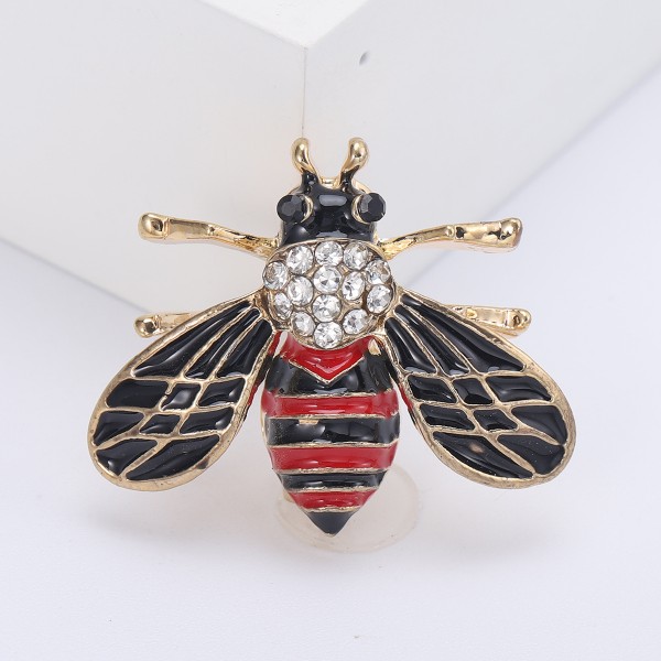 XZ58108928986445 Cute European and American Mini Bee Brooch with Water Diamond and Enamel Dripping Oil Craft Versatile Jewelry Alloy Insect Pin