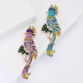 XZ84165921481660 2025New fashionable alloy enamel long tailed parrot brooch with personalized creativity for men's and women's suits, coats, chest flower accessories, brooch