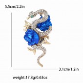 XZ82191612481215 Enamel rhinestone rose and snake brooch luxury high-end women's suit coat chest flower jewelry brooch