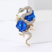 XZ82191612481215 Enamel rhinestone rose and snake brooch luxury high-end women's suit coat chest flower jewelry brooch