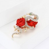 XZ82191612481215 Enamel rhinestone rose and snake brooch luxury high-end women's suit coat chest flower jewelry brooch XZ82191612481215 Enamel rhinestone rose and snake brooch luxury high-end women's suit coat chest flower jewelry brooch