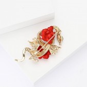 XZ82191612481215 Enamel rhinestone rose and snake brooch luxury high-end women's suit coat chest flower jewelry brooch