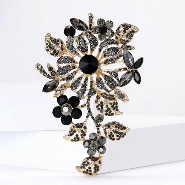 XZ874178722015676 New European and American hot selling alloy rhinestone large brooch with high-end temperament, women's clothing chest flower jewelry brooch