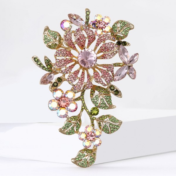 XZ874178722015676 New European and American hot selling alloy rhinestone large brooch with high-end temperament, women's clothing chest flower jewelry brooch