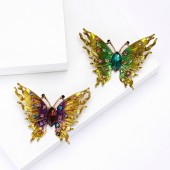 XZ84145986757653 New Creative Alloy Enamel Water Diamond Flame Butterfly Brooch, High End Exquisite Women's Top Chest Flower Jewelry Pin