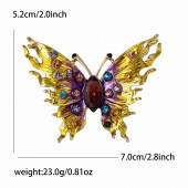 XZ84145986757653 New Creative Alloy Enamel Water Diamond Flame Butterfly Brooch, High End Exquisite Women's Top Chest Flower Jewelry Pin