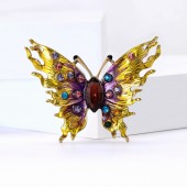 XZ84145986757653 New Creative Alloy Enamel Water Diamond Flame Butterfly Brooch, High End Exquisite Women's Top Chest Flower Jewelry Pin