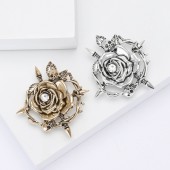 XZ85103965052999 European and American retro creative alloy rose skull brooch versatile fashion women's suit top coat chest flower accessory brooch