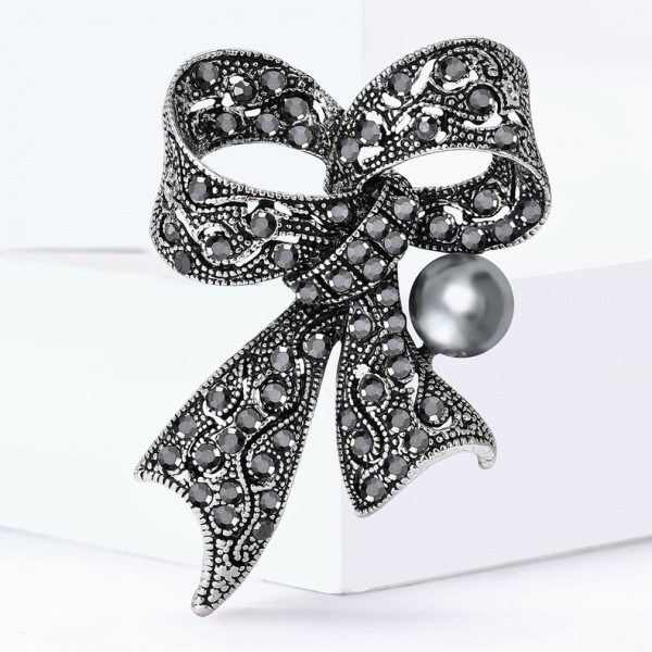 XZ87113845429264 New fashionable alloy rhinestone pearl bow brooch, retro versatile women's clothing top, chest flower jewelry brooch XZ87113845429264 New fashionable alloy rhinestone pearl bow brooch, retro versatile women's clothing top, chest flower jewelry brooch