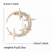 XZ86112541896512 New Creative Alloy Water Diamond Star Moon Brooch Fashion Design Women's Suit Coat Top Chest Flower Jewelry Pin