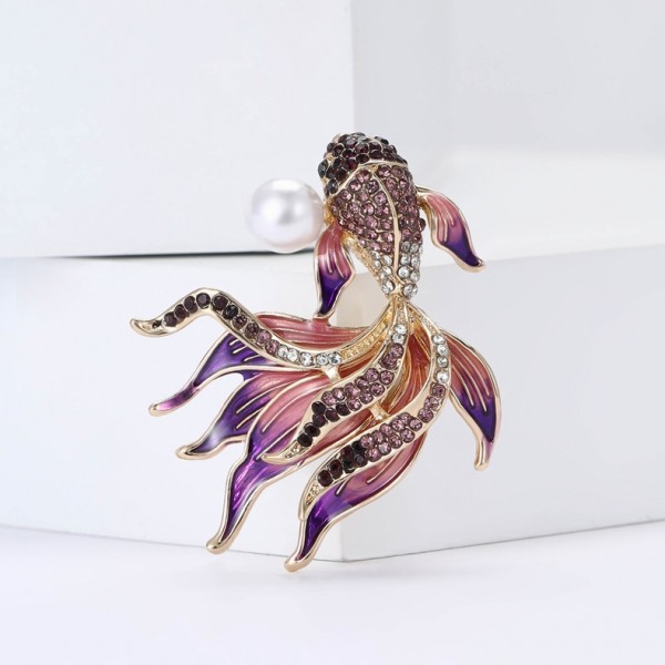 XZ85192521707994 Alloy rhinestone goldfish brooch, niche high-end men's and women's cardigan tops, coats, chest flower jewelry brooch