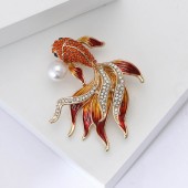 XZ85192521707994 Alloy rhinestone goldfish brooch, niche high-end men's and women's cardigan tops, coats, chest flower jewelry brooch