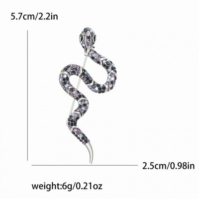 XZ72141777678052 Snake shaped brooch made of creative alloy and rhinestones, trendy, fashionable, simple clothing accessories, personalized small animal brooch