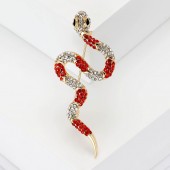 XZ72141777678052 Snake shaped brooch made of creative alloy and rhinestones, trendy, fashionable, simple clothing accessories, personalized small animal brooch