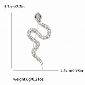 XZ72141777678052 Snake shaped brooch made of creative alloy and rhinestones, trendy, fashionable, simple clothing accessories, personalized small animal brooch