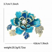 XZ87187412262197  New classic alloy enamel pearl peony flower blooming brooch with elegant temperament, women's clothing chest flower jewelry brooch