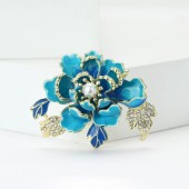 XZ87187412262197  New classic alloy enamel pearl peony flower blooming brooch with elegant temperament, women's clothing chest flower jewelry brooch