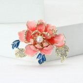 XZ87187412262197  New classic alloy enamel pearl peony flower blooming brooch with elegant temperament, women's clothing chest flower jewelry brooch