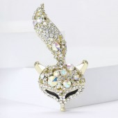 XZ68154622340373 New European and American hot selling alloy rhinestone fox brooch creative versatile men's and women's suit coat chest flower jewelry brooch