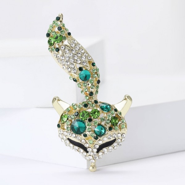 XZ68154622340373 New European and American hot selling alloy rhinestone fox brooch creative versatile men's and women's suit coat chest flower jewelry brooch