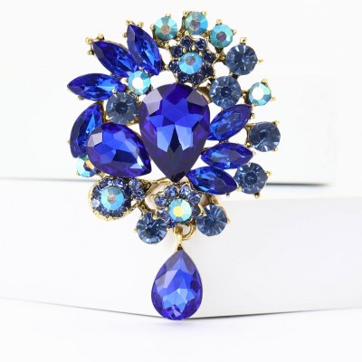 XZ58147746810013 European and American fashion creative alloy rhinestone medium-sized rhinestone brooch exquisite and versatile women's clothing chest flower jewelry brooch