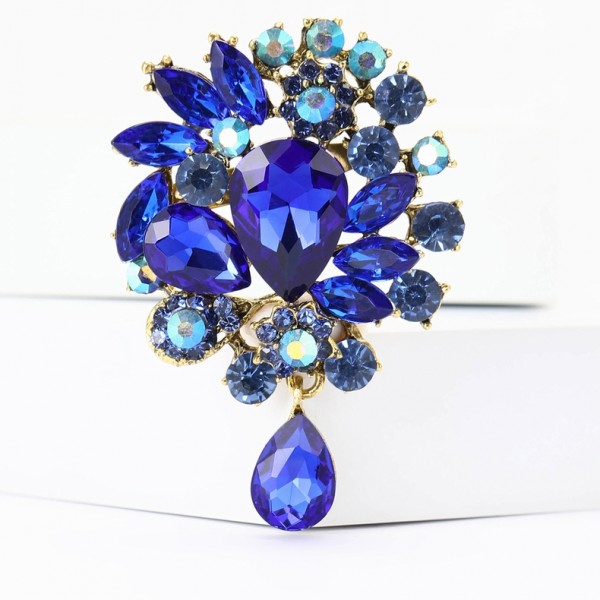 XZ58147746810013 European and American fashion creative alloy rhinestone medium-sized rhinestone brooch exquisite and versatile women's clothing chest flower jewelry brooch