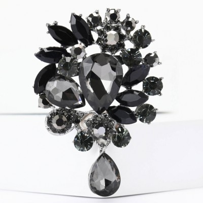 XZ58147746810013 European and American fashion creative alloy rhinestone medium-sized rhinestone brooch exquisite and versatile women's clothing chest flower jewelry brooch