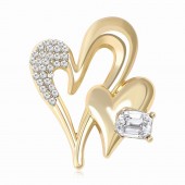 XZ68148549690610 European and American minimalist alloy smooth diamond inlaid heart-shaped brooch, cool style women's suit coat chest flower jewelry brooch