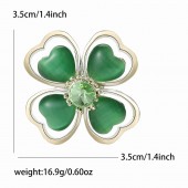 XZ70212948657912 New minimalist and exquisite alloy cat eye stone clover brooch, elegant and atmospheric women's clothing chest flower jewelry brooch