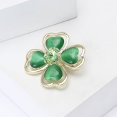 XZ70212948657912 New minimalist and exquisite alloy cat eye stone clover brooch, elegant and atmospheric women's clothing chest flower jewelry brooch