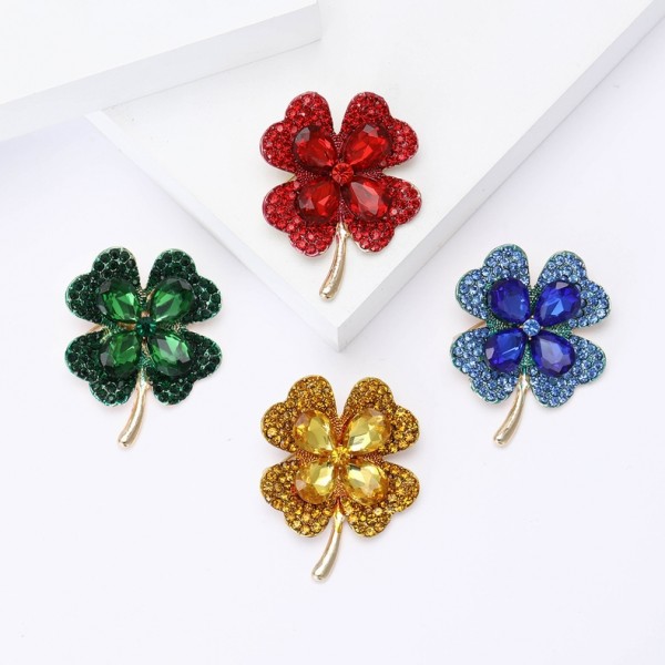XZ67168969429588 High end alloy rhinestone clover shaped brooch with fashionable temperament for women's suits, coats, tops, brooches, chest flower accessories XZ67168969429588 High end alloy rhinestone clover shaped brooch with fashionable temperament for women's suits, coats, tops, brooches, chest flower accessories