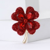 XZ67168969429588 High end alloy rhinestone clover shaped brooch with fashionable temperament for women's suits, coats, tops, brooches, chest flower accessories