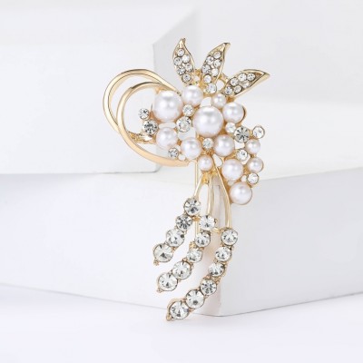 XZ65110162354584 Fashionable and versatile alloy pearl flower brooch exquisite high-end women's suit coat top chest flower jewelry brooch