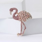 XZ59146147288496 Hot selling exquisite alloy rhinestone flamingo brooch in Europe and America, versatile in temperament, suitable for women's clothing, chest flower jewelry, brooch