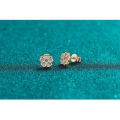 ES9888 S925 pure silver heart-shaped petal moissanite champagne gold earrings