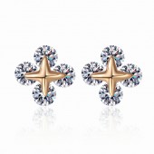 ES9889 S925 sterling silver moissanite champagne gold earrings