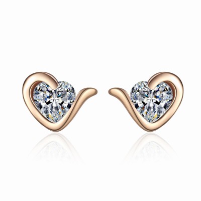 ES9897 S925 sterling silver 0.6 carat moissanite champagne gold heart earrings