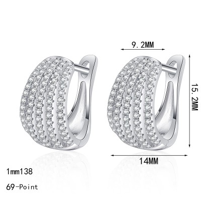 ES9912 S925 pure silver 69-point moissanite full diamond earrings