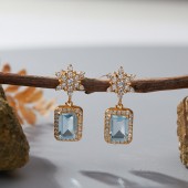 ES9926 Natural Topaz Gold S925 Pure Silver Earrings ES9926 Natural Topaz Gold S925 Pure Silver Earrings
