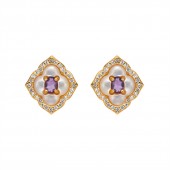 ES9928 Natural amethyst gemstone S925 sterling silver earrings