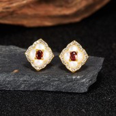 ES9928 Natural garnet gemstone S925 sterling silver earrings ES9928 Natural garnet gemstone S925 sterling silver earrings