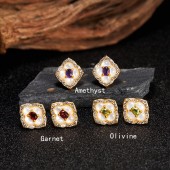 ES9928 Natural garnet gemstone S925 sterling silver earrings ES9928 Natural garnet gemstone S925 sterling silver earrings