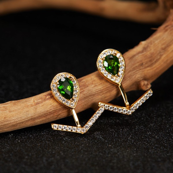 NL9932-5 S925 pure silver electroplated 18K gold translucent gemstone earrings NL9932-5 S925 pure silver electroplated 18K gold translucent gemstone earrings