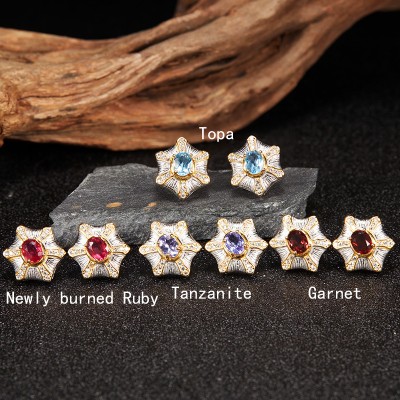 NL9946-2 S925 pure silver natural gemstone pendant Earring, non fading jewelry