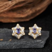 NL9946-2 S925 pure silver natural Tanzanite earrings