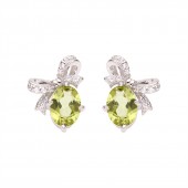 NL9949-2 S925 pure silver plated 18K gold natural Olivine earrings NL9949-2 S925 pure silver plated 18K gold natural Olivine earrings